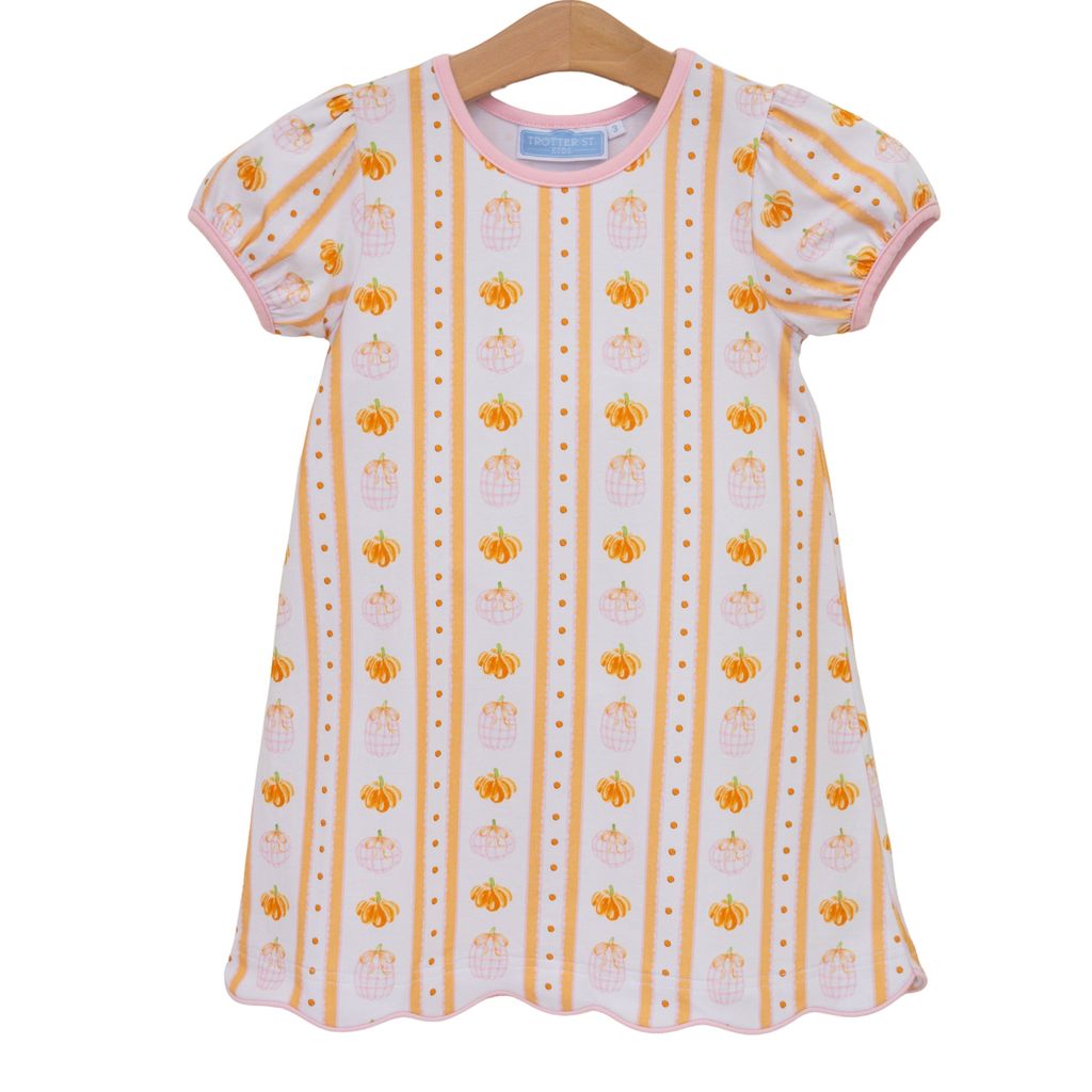 Trotter Street Kids Pumpkin Patch Scalloped Dress