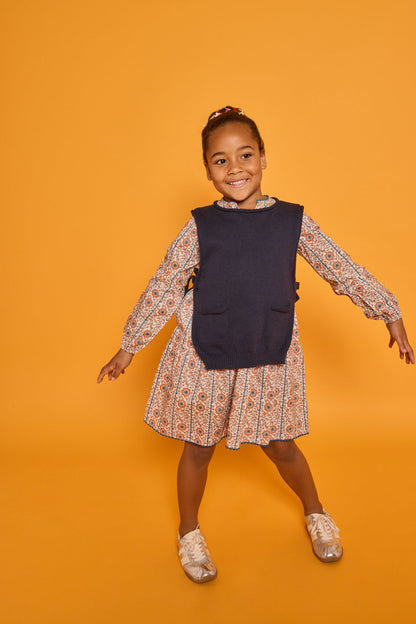 Bisby Long Sleeved Positano Dress - Verbier Vines Orange