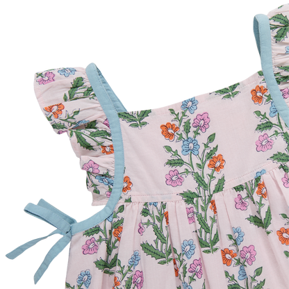 Pink Chicken - Baby Girls Ailee Dress Set -Pink Dewdrop Block Print Spring - Persnickety Shop