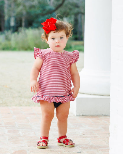 Jellybean Gracie Diaper Set- Red Stripe and Navy