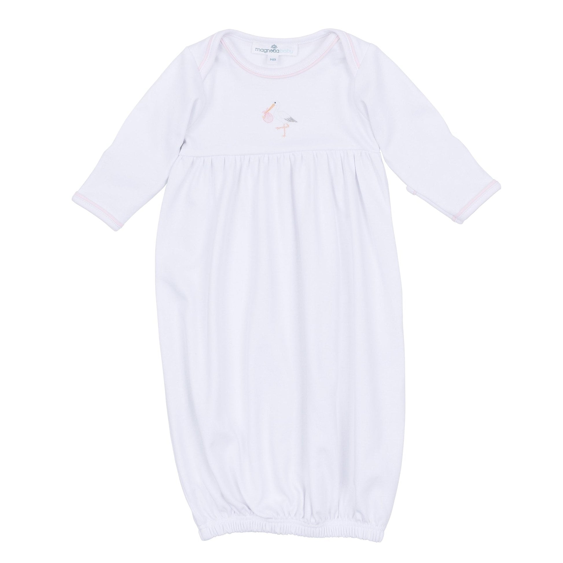 Magnolia Baby Vintage Stork Gathered Gown - Pink - Persnickety Shop