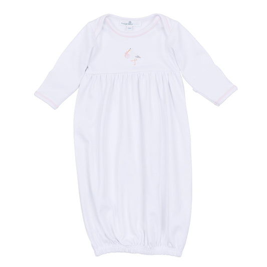 Magnolia Baby Vintage Stork Gathered Gown - Pink - Persnickety Shop