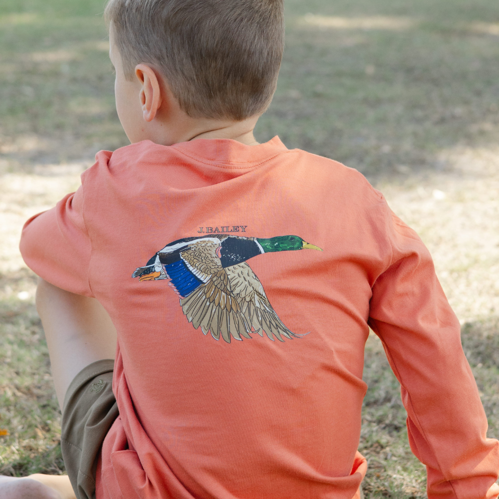 Bailey Boys L/S LOGO TEE-MALLARD/RUST