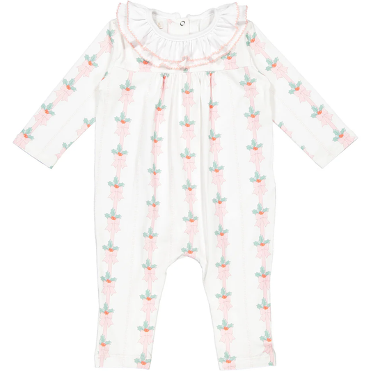 Sal & Pimenta Pink Mistletoe Baby Pajama - Persnickety Shop