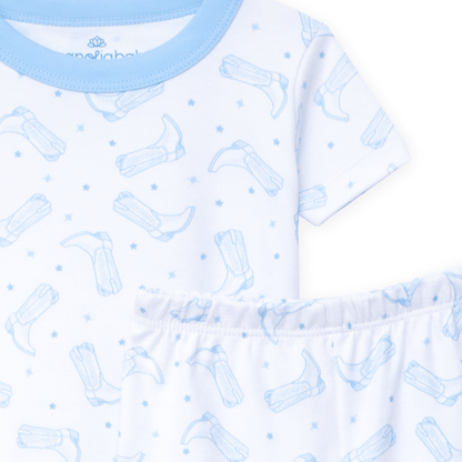 Magnolia Baby Darling Cowboy Boots Short Pajamas - Light Blue