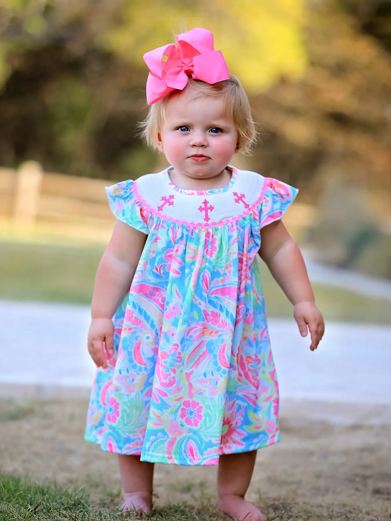 Rylee Faith Easter Cross Smocking Embroidery Dress - Persnickety Shop