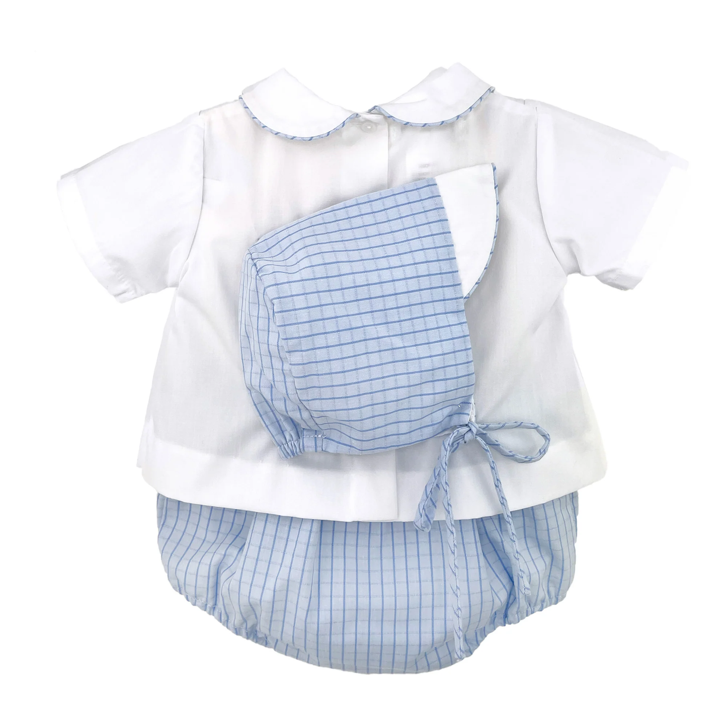 Petit Ami Boy Blue Diaper Set Smocked Bunny - Persnickety Shop