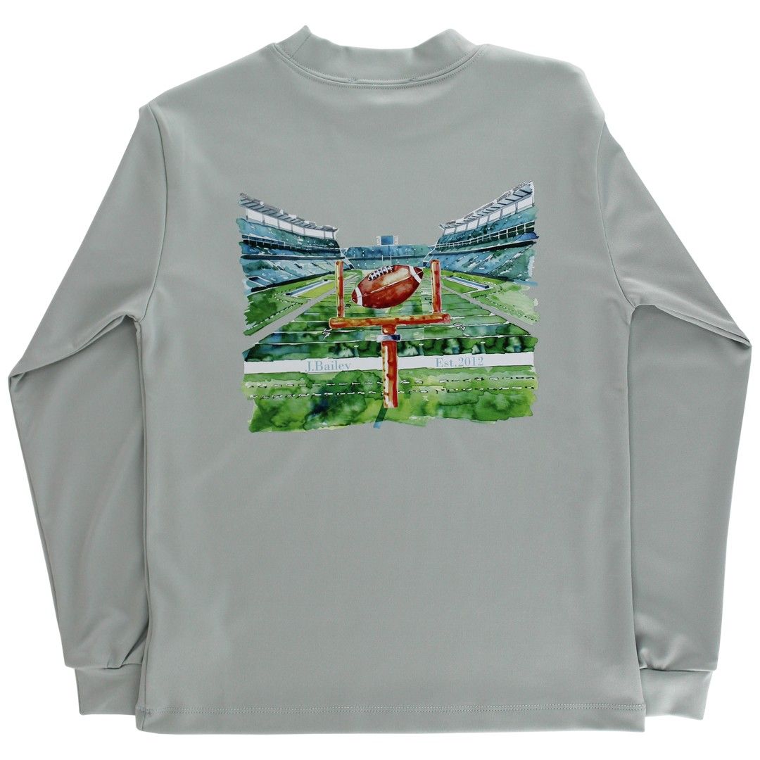 Bailey Boys L/S Performance Logo Tee- Football on Sage - Persnickety Shop