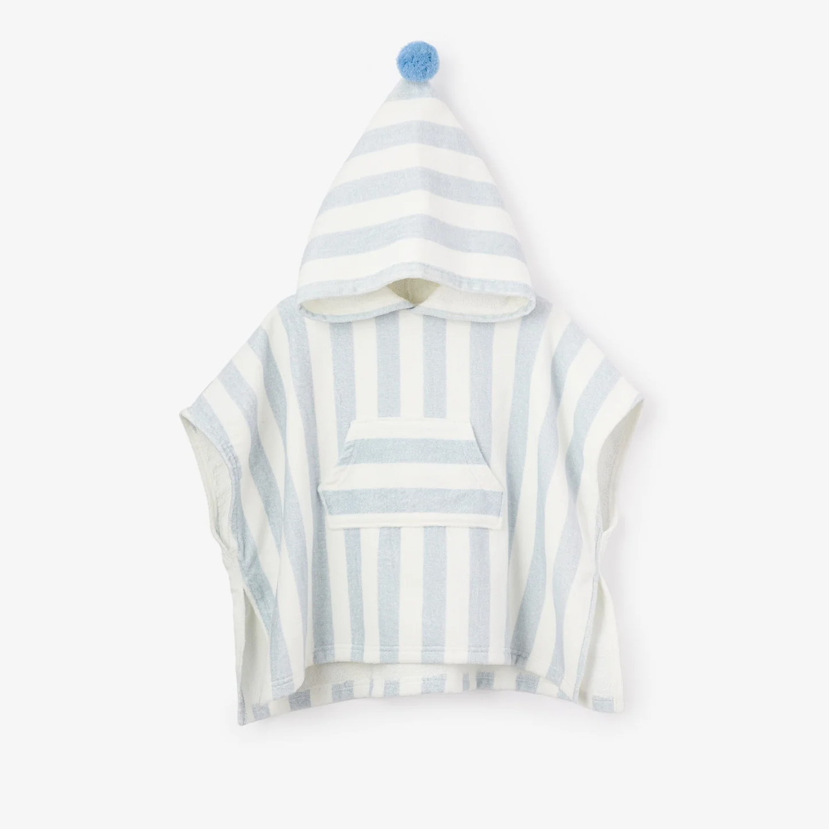 BLUE STRIPE HOODED TERRY PONCHO