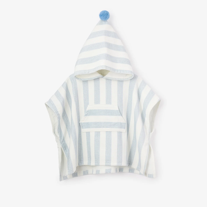 BLUE STRIPE HOODED TERRY PONCHO