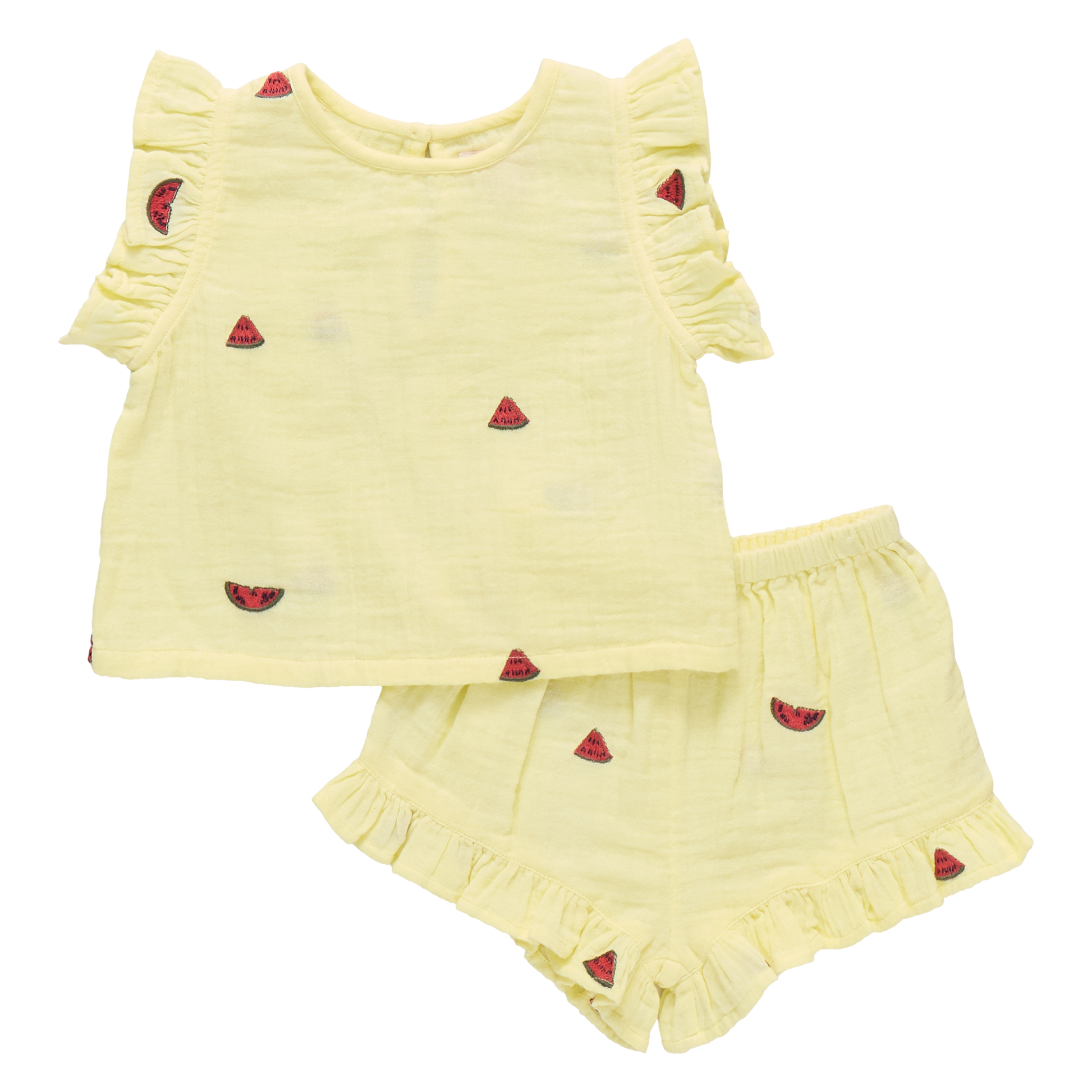 Pink Chicken - Baby Girls Girls Roey 2-PC Set - Watermelon Embroidery - Persnickety Shop