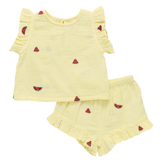 Pink Chicken - Baby Girls Girls Roey 2-PC Set - Watermelon Embroidery - Persnickety Shop