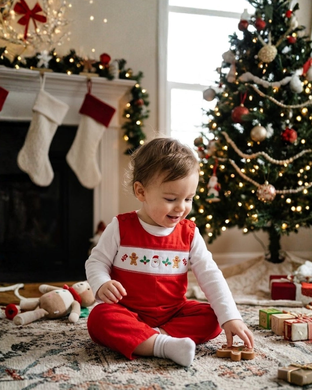 Lil Cactus Red Velvet Christmas Smocked Jon Jon