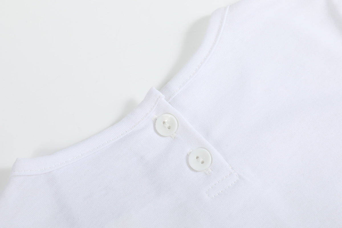 Lil Cactus White Cotton Layering Girls Shirt