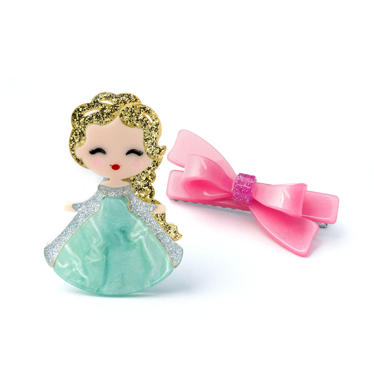 LILIES & ROSES Cute doll Gold Hair & Bow Hair Clips