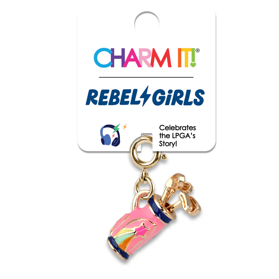 Gold Rebel Girls Golf Clubs Charm