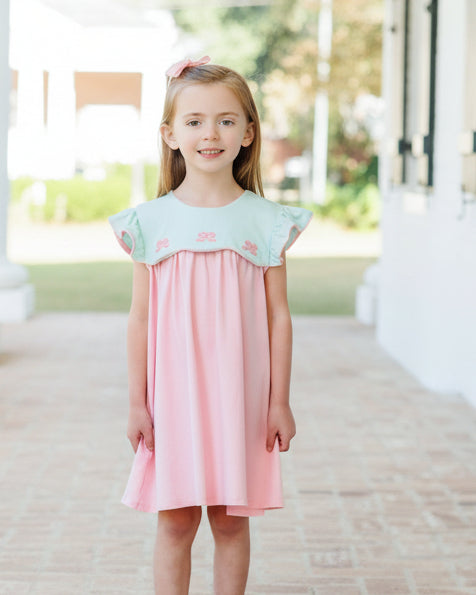 JellybeanFrench Knot Bow Scallop Dress - Persnickety Shop