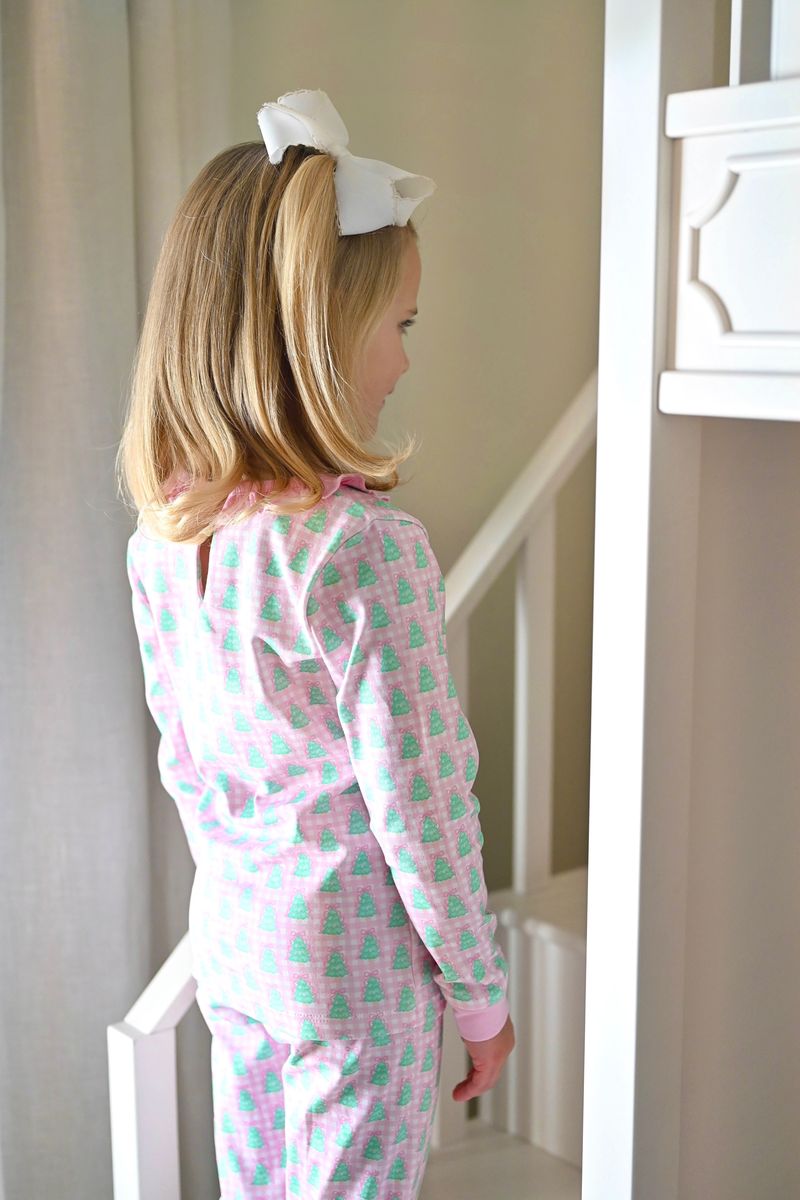 James & Lottie – Gingham Christmas Tree Lounge Collection GIRL 2 Piece Jammies - Persnickety Shop