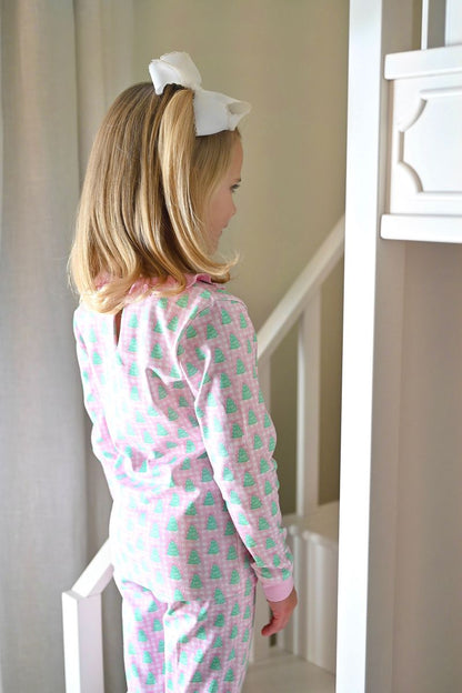James & Lottie – Gingham Christmas Tree Lounge Collection GIRL 2 Piece Jammies - Persnickety Shop