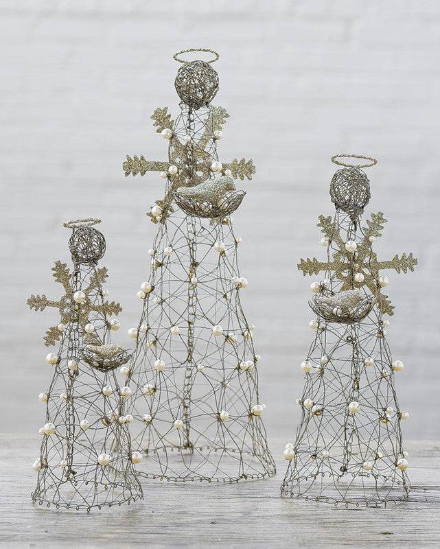 Wire Snowflake Angel with Pearls - Persnickety Shop