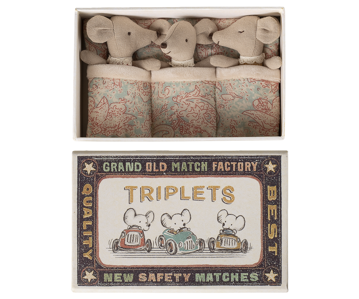Maileg Triplets, Baby Mice In Matchbox