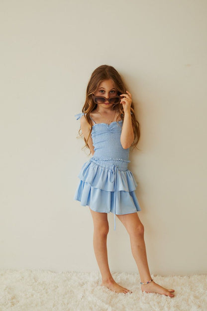 Willow Pastel Blue Satin Skort - Persnickety Shop