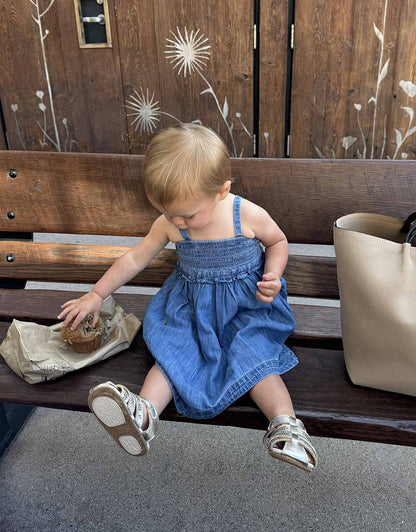 Robeez- Fleur First Kicks Sandals Gold - Persnickety Shop