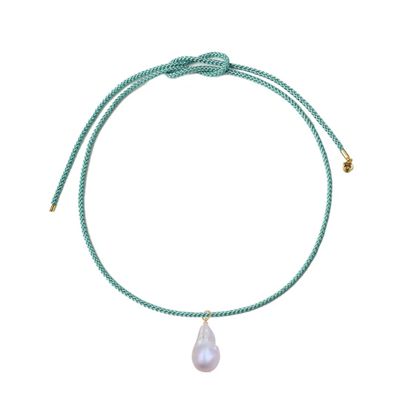 Aqua Cord with Baroque Pearl Necklace - Persnickety Shop