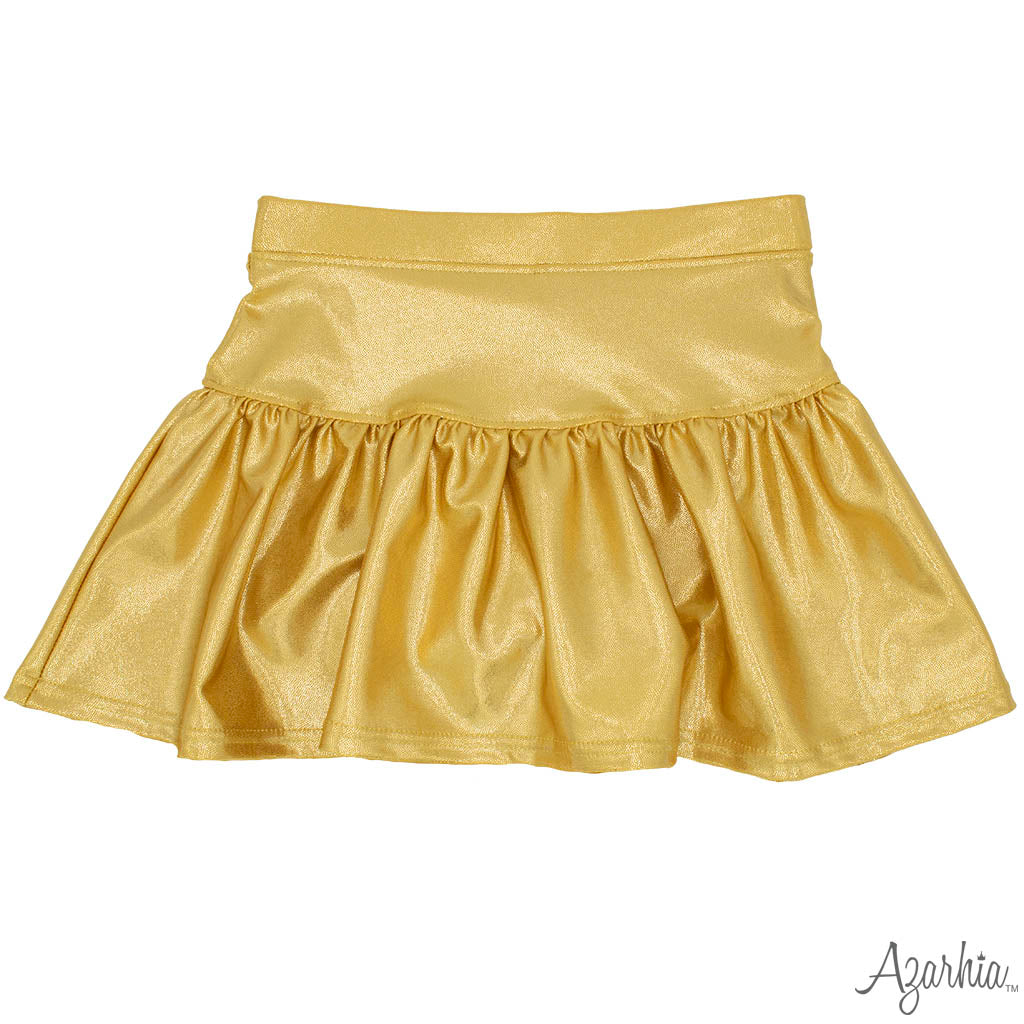 Azarhia GATHERED SKORT IN GOLD SHIMMER - Persnickety Shop