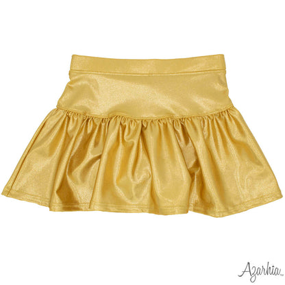 Azarhia GATHERED SKORT IN GOLD SHIMMER - Persnickety Shop