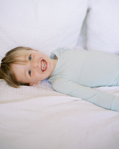 Boys Blue Mini Stripe 2 Piece Pajama Set