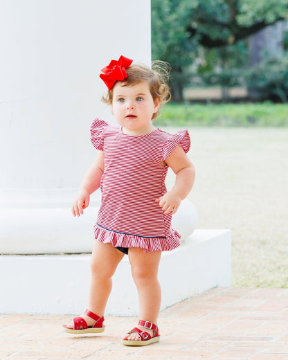 Jellybean Gracie Diaper Set- Red Stripe and Navy