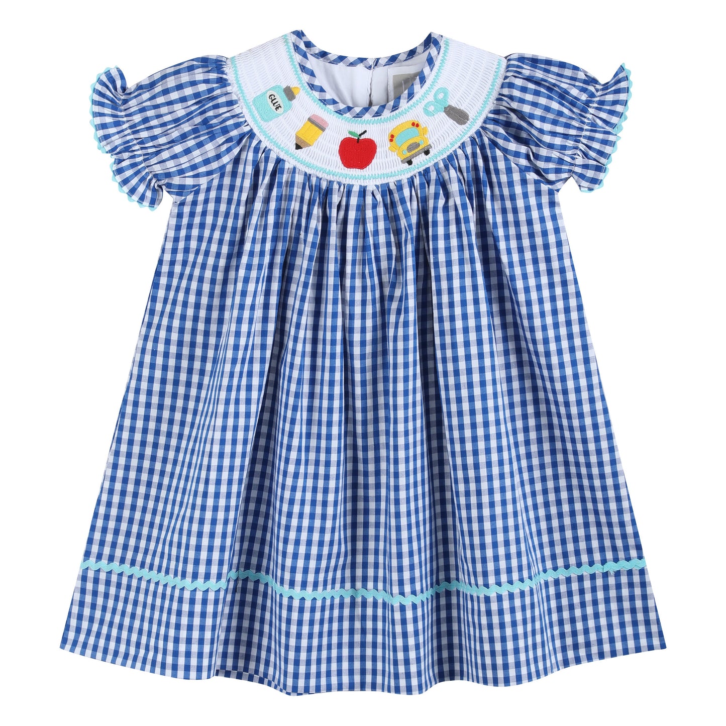 Royal Blue Gingham School Smocked Bishop Dress - Persnickety Shop