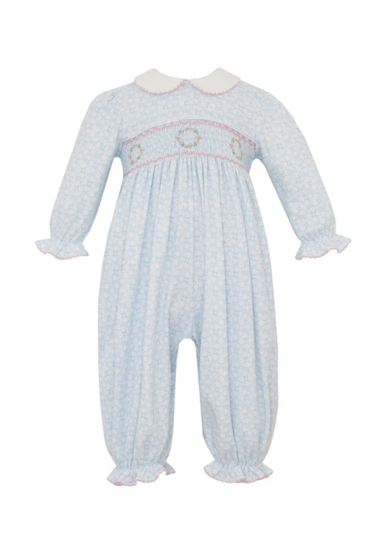 Petit Bebe PRE-ORDER PAULINE - Lt.Blue floral print knit long footie NO/FEET L/S - Persnickety Shop