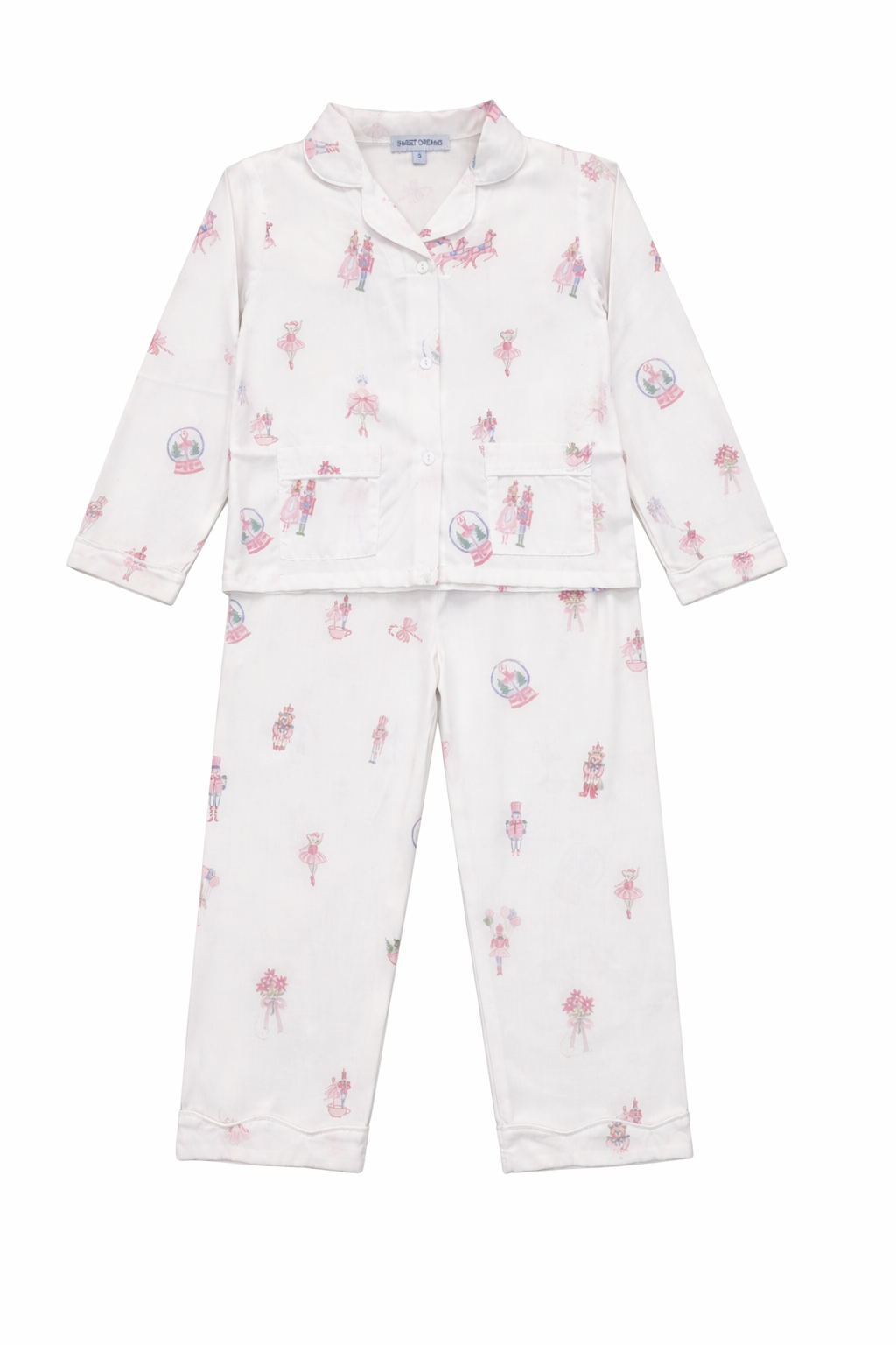 SWEET DREAMS PINK NUTCRACKER PRINT WHITE PJ