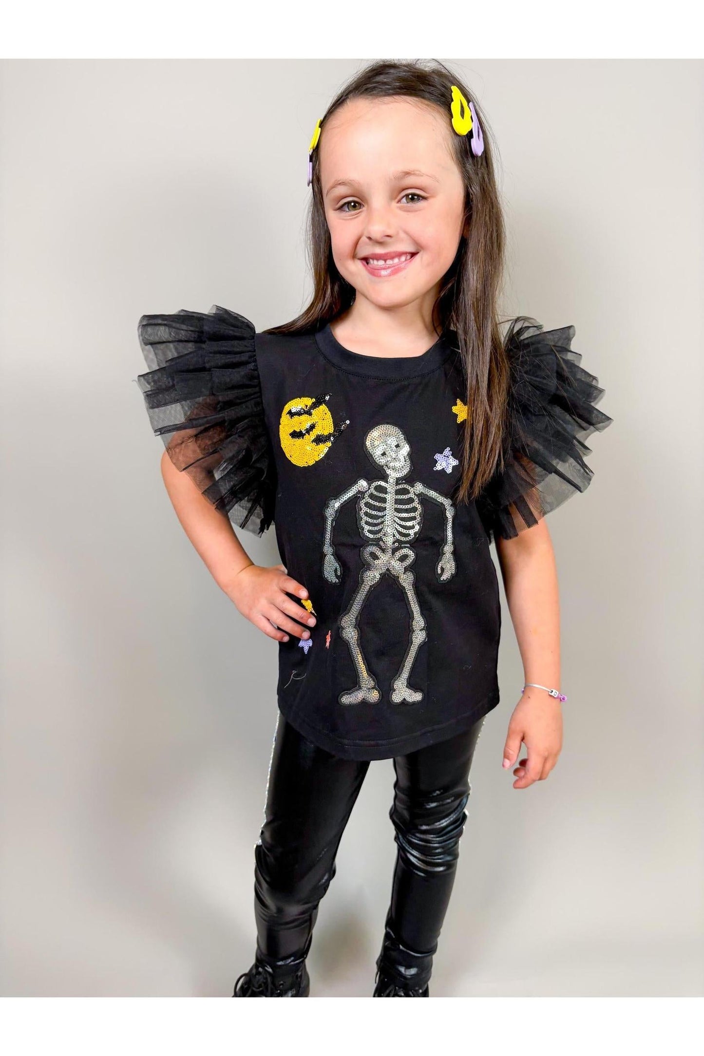 Three Wildflower Design Sequin SKELETON PATCHED TOP - Persnickety Shop