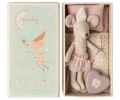 Maileg Tooth fairy mouse, Little sister in matchbox 17-5107