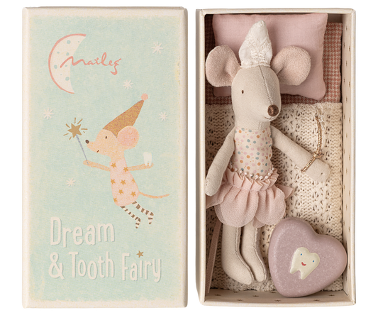 Maileg Tooth fairy mouse, Little sister in matchbox 17-5107