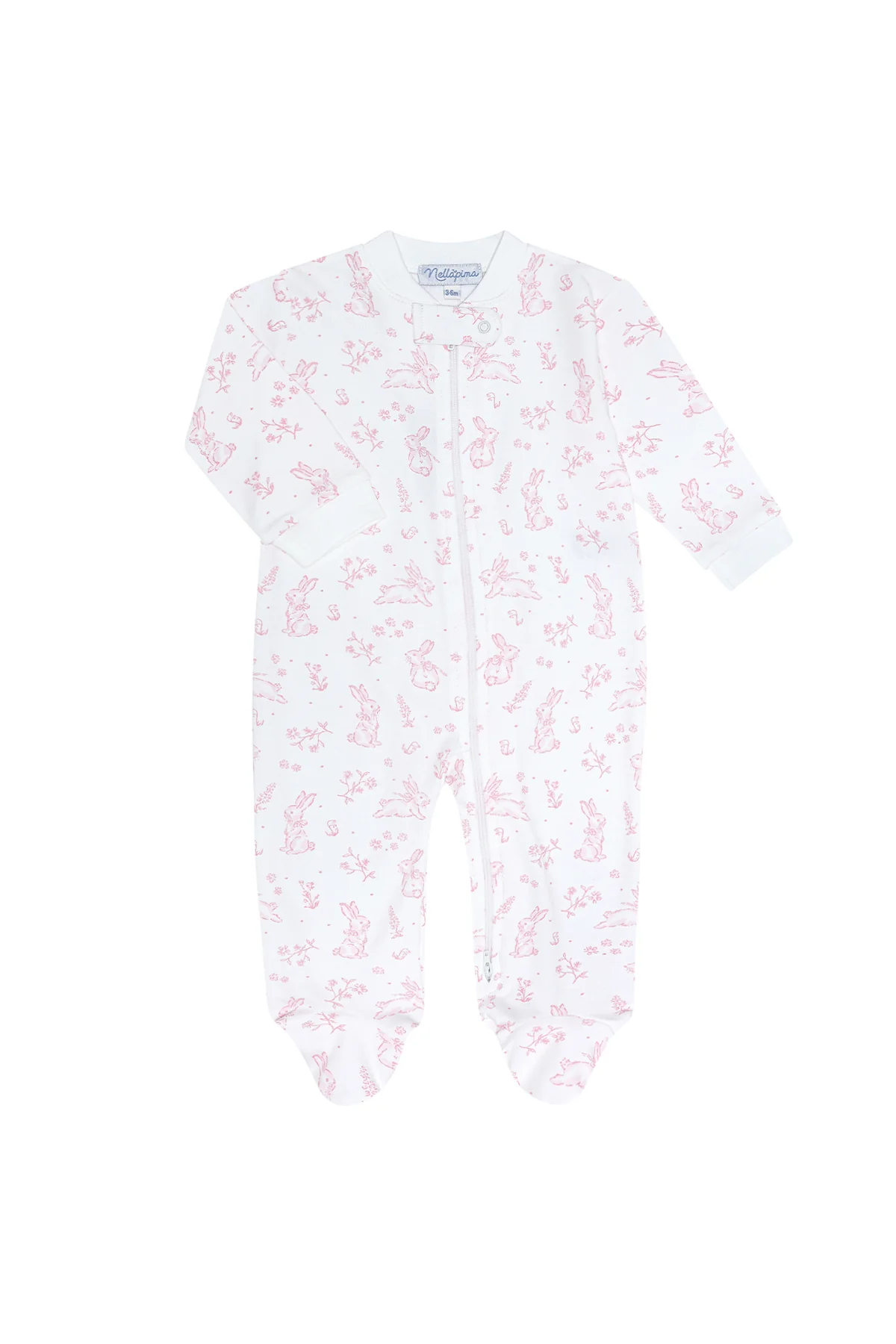 Nellapima Pink Bunny Toile Zipper Footie - Persnickety Shop