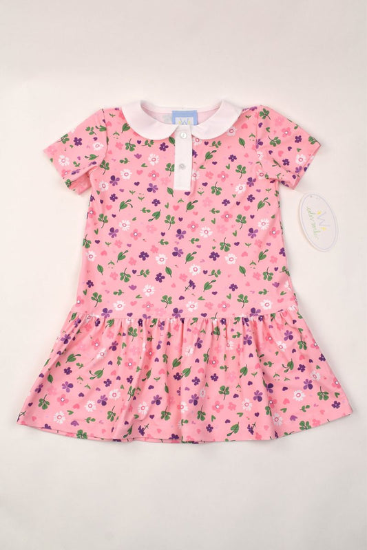 Funtasia Too  *Pre-Order* Girls Sleeveless Tennis Dress with Collar -Floral Pink