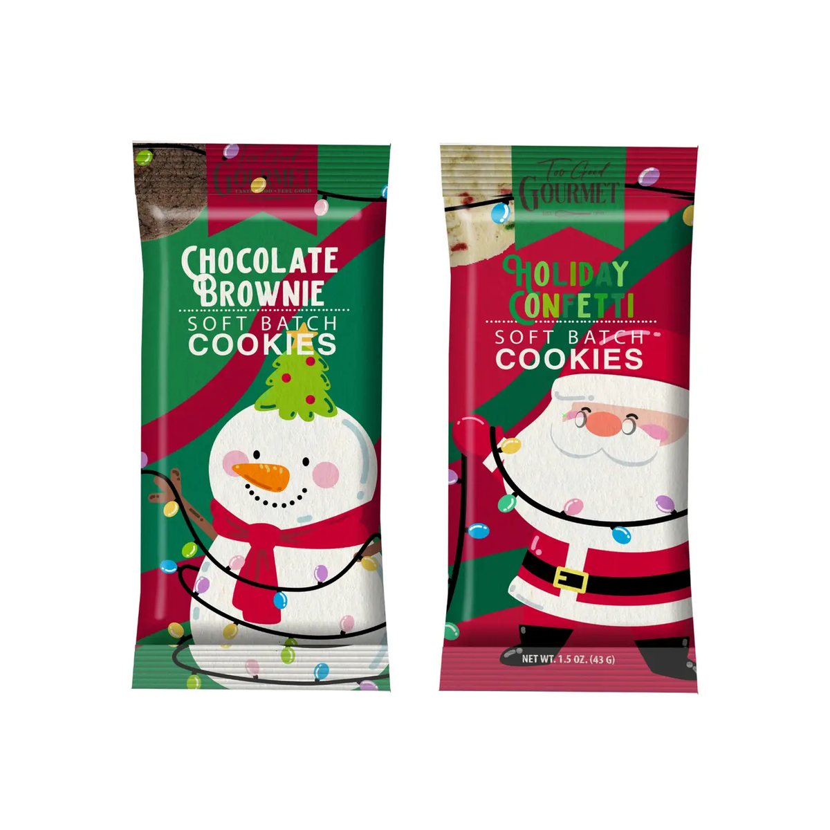 Too Good Gourmet Sant & Snowman Character Cookies- Individually Wrapped