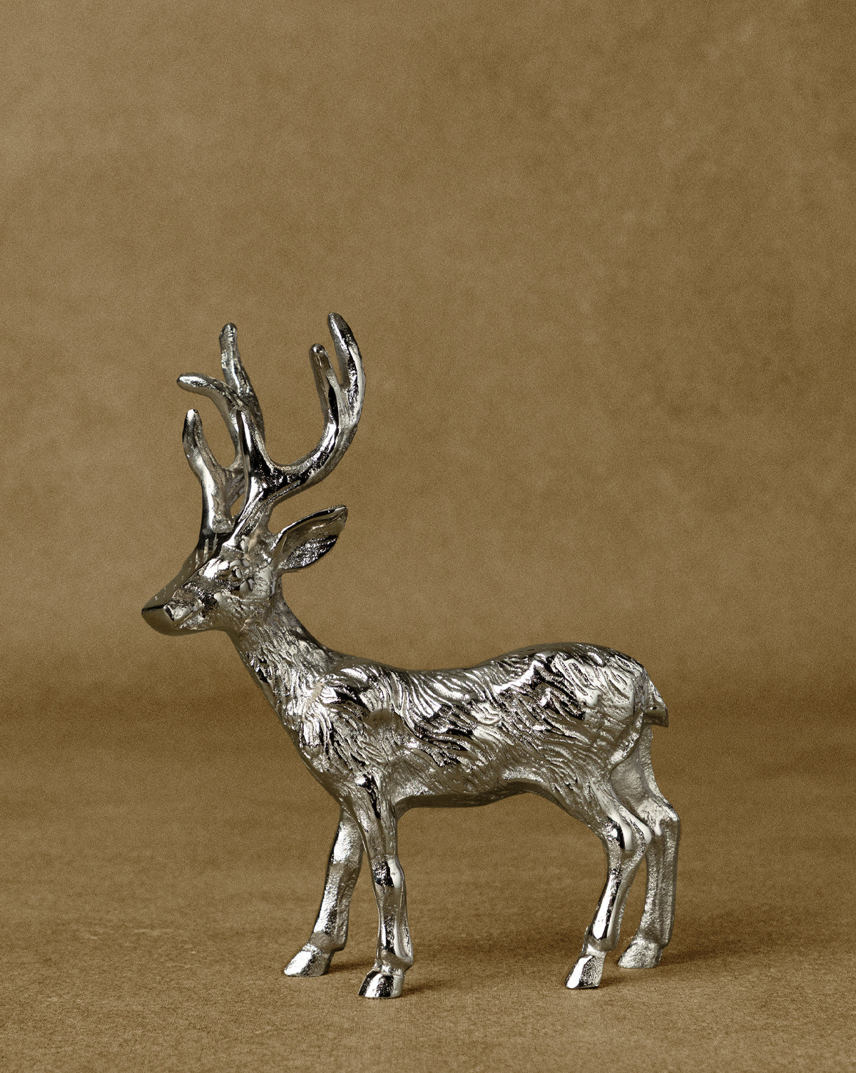 Cast Aluminum Deer, Nickel Finish