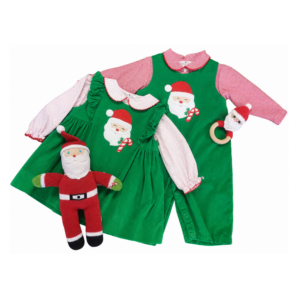 Petit Ami SANTA APPLIQUE CORDUROY JUMPER SET