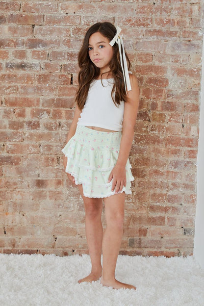 Gemma Rose & Bow Yellow Satin Mini Skirt - Persnickety Shop