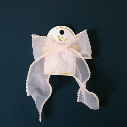 Blush Sheer Pearl Hair Bow - Persnickety Shop