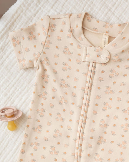 Zip Short Sleeve Sleeper || Strawberries - Persnickety Shop
