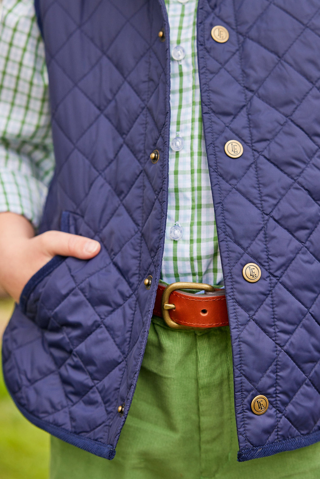 Little English Classic Quilted Vest - Navy
