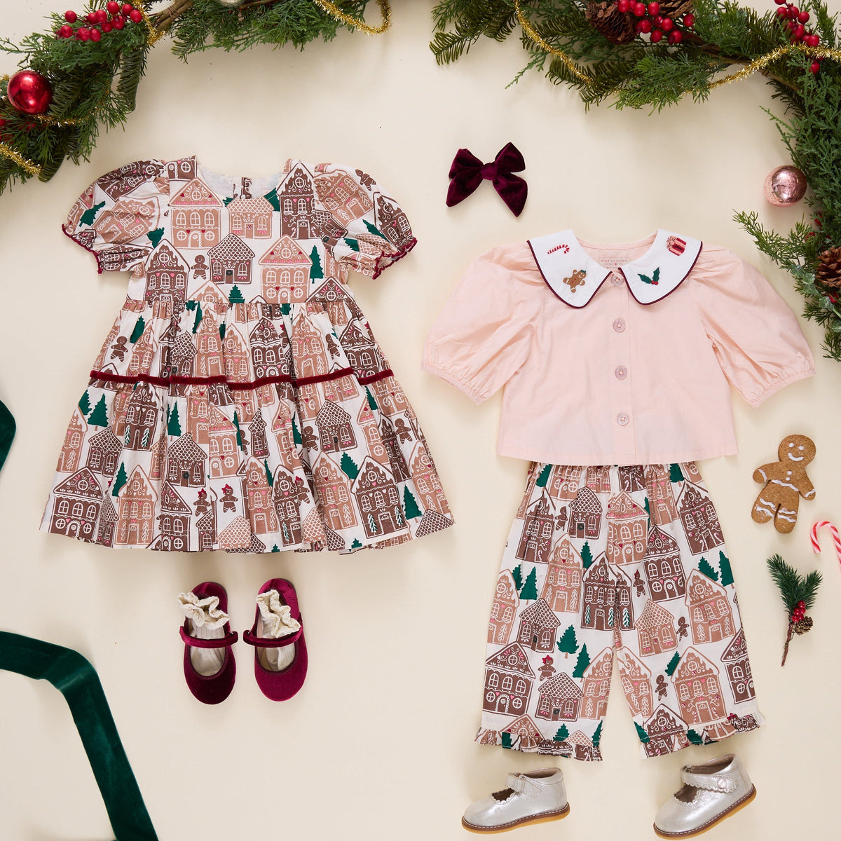 Baby Girls Noelle 2PC Set- GINGERBREAD HOUSES - Persnickety Shop