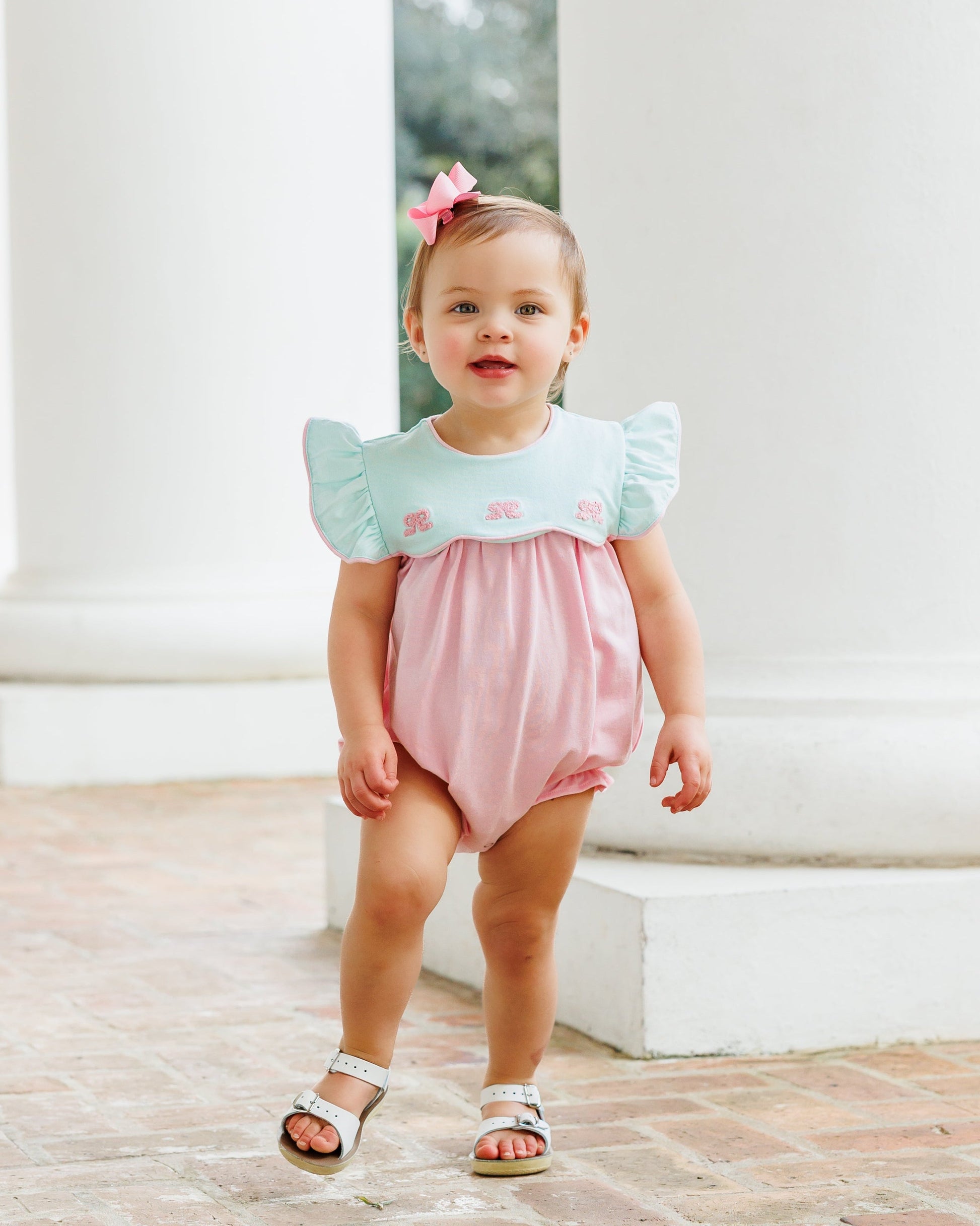 Jellybean Girl French Knot Bow Scallop Bubble - Persnickety Shop