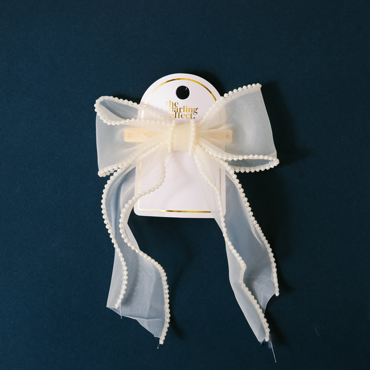 Cream Sheer Pearl Hair Bow - Persnickety Shop